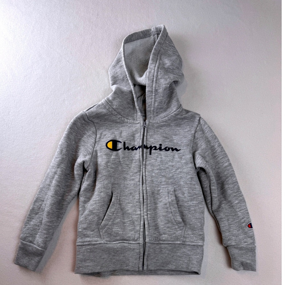 Champion Toddler Boys‎ Gray Full Zip Hoodie Logo Fleece Sweatshirt 4T